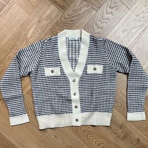 Sandro Black and White Knit Women's Cardigan Sweater